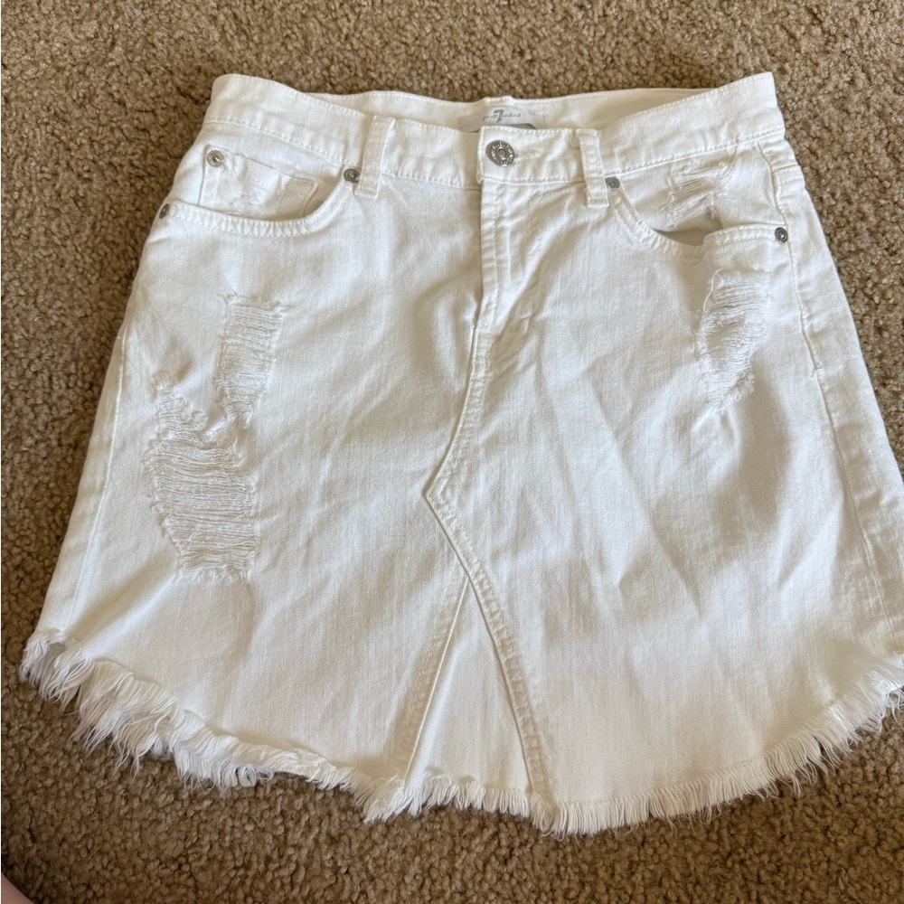 7 For All Mankind Cream Denim Skirt